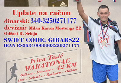 Ivica Tasić 13. februara trči humanitarni maraton Srcem za Marka